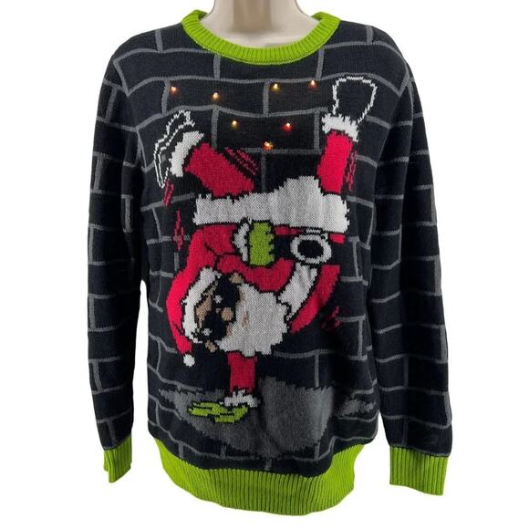 Club Claus Break Dance Ugly Christmas Sweater Mens Small - Picture 2 of 7